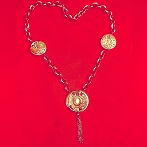 WOW POSHMARK - Authentic Sterling Silver Supermodel Medallion Tassel Necklace